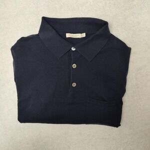 Suitsupply Polo Shirt Mens XL Blue Pocket 100% Cotton Collared Knit Summer